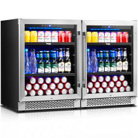 Yeego Yeego 48'' 360 Cans (12 oz.) Beverage Refrigerator with Wine Storage and with Glass Door