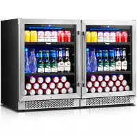 Yeego Yeego 48'' 360 Cans (12 oz.) Beverage Refrigerator with Wine Storage and with Glass Door