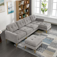 Mercer41 110" L-Shape Convertible Sectional Sofa