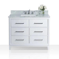 42 or 60 Inch ( 22 In D ) Ellie Bathroom Vanity with Sink and Carrara White Marble Top Cabinet Set in White Finish  ANC