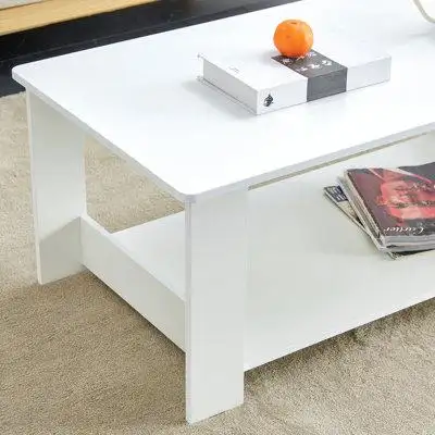 Ebern Designs A modern and practical white coffee table and coffee table