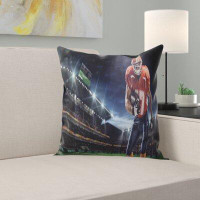 Made in Canada - East Urban Home Sport American Footballer in Action on Stadium Pillow