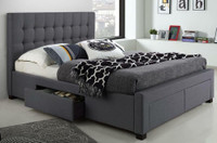 Lord Selkirk Furniture - T-2152-K 78 King Platform Bed with Storage in Charcoal Grey Linen-Style