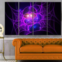 Design Art 'Bright Purple Fractal Cobweb' Graphic Art Print Multi-Piece Image on Canvas