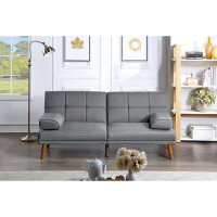 Corrigan Studio Polyfiber Adjustable Sofa Bed Living Room Solid Wood Legs Plush Couch