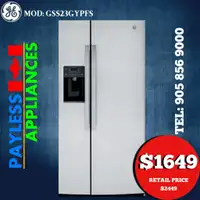 GE GSS23GYPFS 33 Side By Side Refrigerator With Water &amp; Ice Dispenser 23 Cu. Ft.