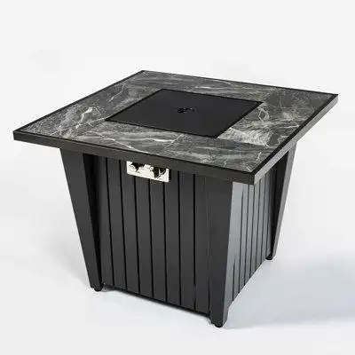 Brayden Studio 32inch Outdoor Square Propane Fire Pit Table