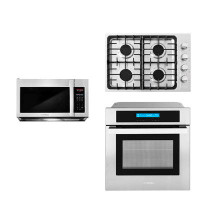 Cosmo 3 Piece Kitchen Package With 30" Gas Cooktop 30" Over The Range Microwave 24" Single Electric Wall Oven