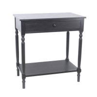 Charlton Home Black 1 Drawer Accent Table With Lower Storage Storage Shelf