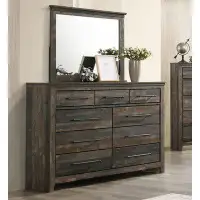 Loon Peak Ridgedale 9-drawer Dresser with Mirror Weathered Dark Brown