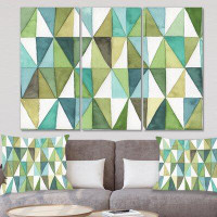 Made in Canada - East Urban Home 'Geometric Green Triangle III' Painting Multi-Piece Image on Canvas