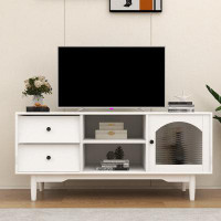Manman TV Stand With Drawers And Open Shelves