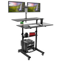 Mount-it Mount-It! Mobile Standing Desk with Dual Monitor Mount, 40 Inch Wide Height Adjustable Workstation