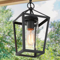 Gracie Oaks Daxson 1-Bulb 11'' H Geometric Dimmable Outdoor Hanging Lantern