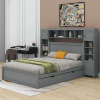 Latitude Run® Kymar Wooden Bed With All-In-One Cabinet, Shelf And Sockets