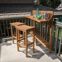 Bay Isle Home™ Bushnell Bar Set with Solid Wood Outer Material