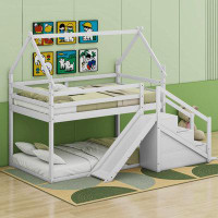 Cosmic Twin over Twin House Futon Bunk Bed with Bookcase by Cosmic