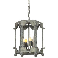 ellahome Wilmington 4 - Light Lantern Geometric Pendant with Wrought Iron Accents