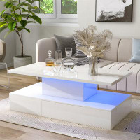 Wrought Studio Modern Glossy Coffee Table With Drawer-15.3" H x 39.3" W x 19.6" D