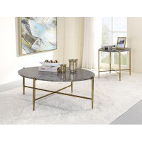 Mercer41 Faux Marble Coffee Table With Metal Base