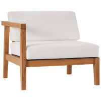 Modway Lefancy Bayport Outdoor Patio Teak Wood Left-Arm Chair - Natural White