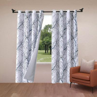 Frifoho Blackout Curtains Forest Tree Branch Print Window Panels With Curtain Liner For Bedroom Living Room Thermal Insu