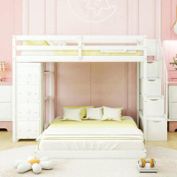 Harriet Bee Twin Over Full Bunk Bed With 3-Layer Shelves