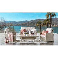 Highland Dunes Pangkal Pinang 4Pc All-WeatherWicker Outdoor Seating Set With Loveseat, 2 Chairs And Coffee Table
