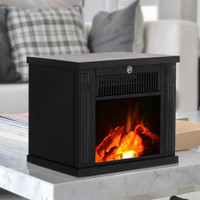 14 1000W MINI STANDING ELECTRIC FIREPLACE PORTABLE HEATER WITH OVERHEATING, BLACK