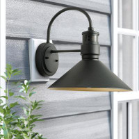 Longshore Tides 1-Light Black Gold Round Modern Iron Industrial Dimmable Outdoor Wall Sconces