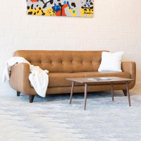 Wildon Home® Allison Tufted Back Cognac Tan Genuine Leather Sofa
