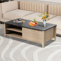 Ivy Bronx Jeannet 47.2'' W Coffee Table with Shelves and 2 Drawers