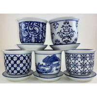 World Menagerie Levent 5-Piece Porcelain Pot Planter Set