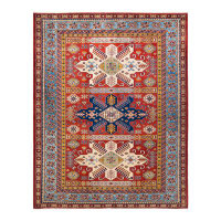 The Twillery Co. Hatch One-of-a-Kind Hand-Knotted New Age 5'9" x 7'1" Wool Area Rug in Red/Blue/Ivory