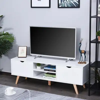 Modern Elegant TV Stand w/ Drawers - White
