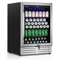 Velivi 24'' 210 Cans (12 oz.)  Freestanding/Built-in Beverage Cooler Refrigerator with Tempered Glass Door