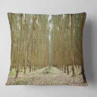 Made in Canada - East Urban Home Forest Rubber Trees Row in Thailand Pillow