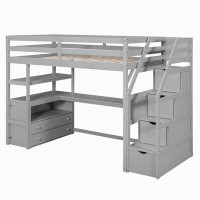 Harriet Bee Wood Frame Storage Bed With Desk And Shelves
