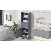 Wildon Home® Bathroom Storage Cabinet with Two Drawers, Open Storage and Adjustable Shelf