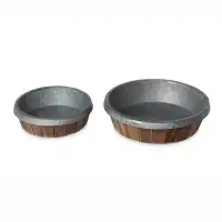 Park Hill Galvanized Lined Round Wooden Trays, Set of 2