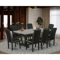 Winston Porter Aimey-Louise 9-Pc Dining Room Table Set - 8 Parson Chairs And 1 Modern Rectangular Cement Kitchen Table T