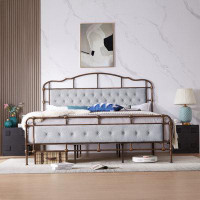 Red Barrel Studio High Boad Metal bed with soft head and tail, No spring, easy to assemble