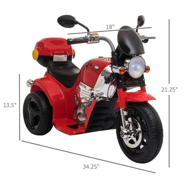 KIDS ELECTRIC MOTORCYCLE RIDE ON TOY 6V BATTERY POWERED ELECTRIC TRIKE TOYS WITH LIGHT MUSIC MP3 STORAGE BOX RED in Toys & Games - Image 4