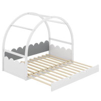 Latitude Run® Elenka Twin Size Stretchable Vaulted Roof Bed, Children's Bed Pine Wood Frame