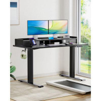 Inbox Zero Adjustable Height Stand Up Desk, 48X24 Inches Electric Standing Desk, Sit Stand Desk With Desktop Storage And