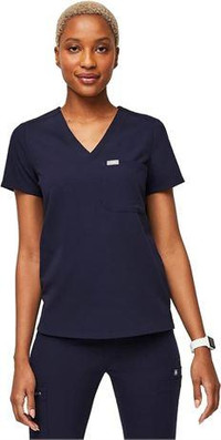 Small Navy Blue FIGS Catarina One-Pocket Scrub Top for Women — Navy Blue, S