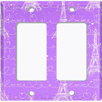 WorldAcc Metal Light Switch Plate Outlet Cover (Paris Eiffel Tower Purple Cloud Love   - Single Toggle)