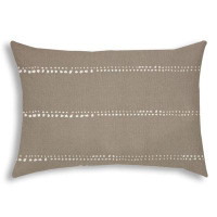 East Urban Home 14" X 20" Taupe And White Blown Seam Polka Dots Lumbar Indoor Outdoor Pillow