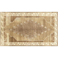 Nalbandian One-of-a-Kind Hand-Knotted 1960s 5'4" x 9' Wool Area Rug in Brown/Ivory