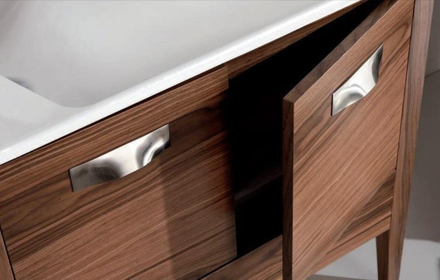 Walnut Veneer Vanity Cabinet w 2 Doors & 1 Push to open Drawer ( 24", 30", 36" & 48" Available ) 3 Counter Choices in Cabinets & Countertops in Edmonton Area - Image 3